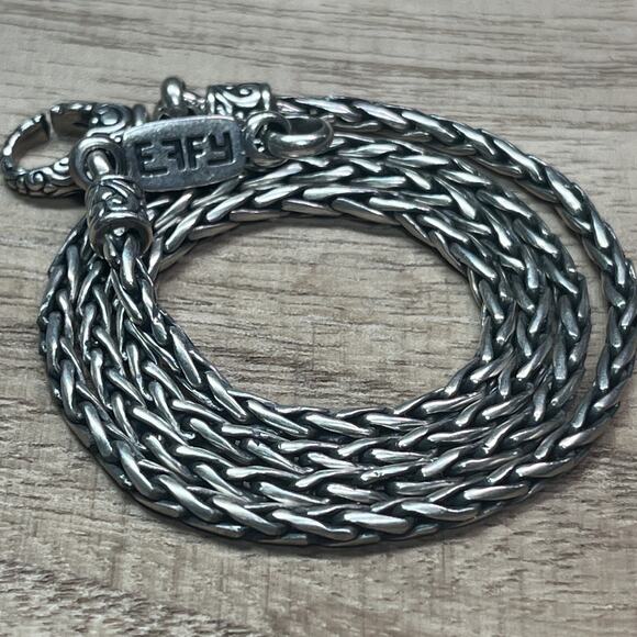 EFFY designer Sterling Silver 925 Wheat Link Chain Biker Necklace No Pendant 17” - Picture 1 of 8
